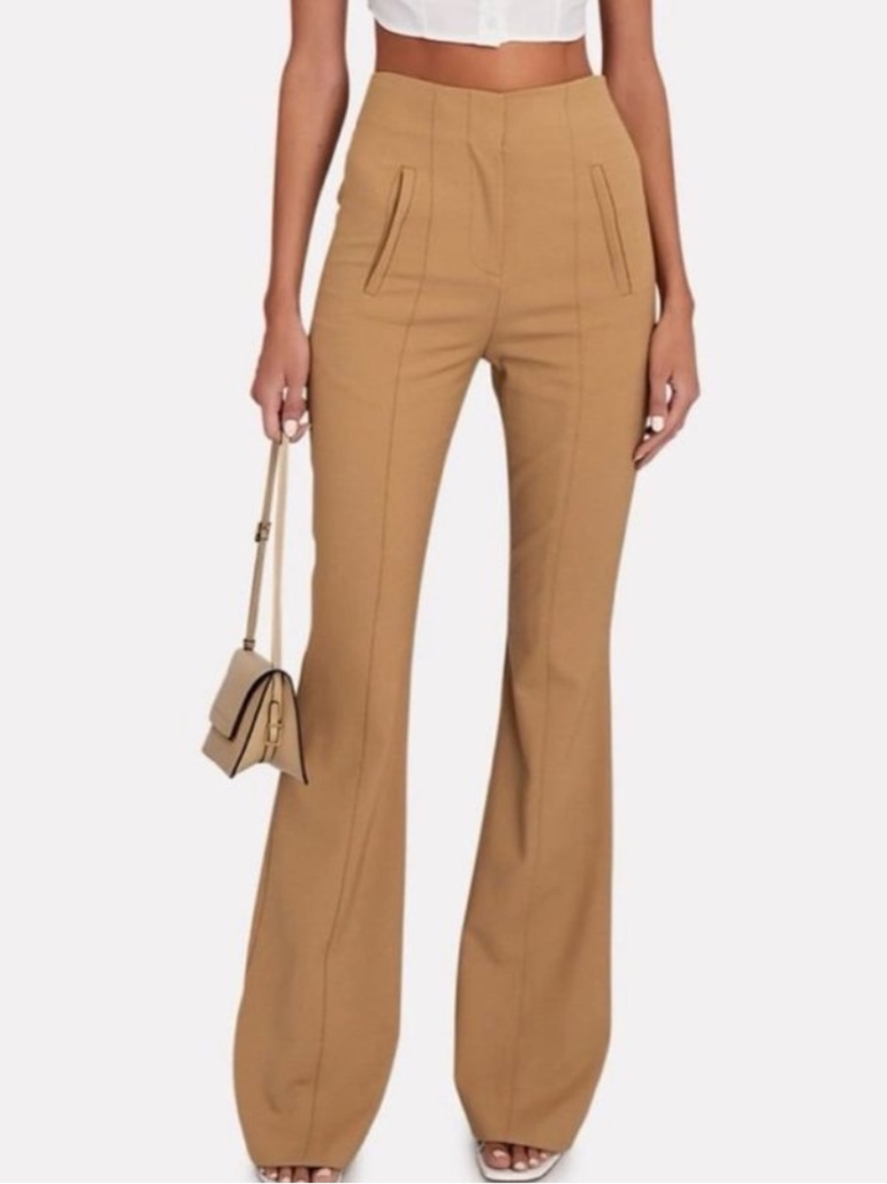 Veronica Beard Azariah Acorn Brown High Rise Tailored Flare Pants Size 6